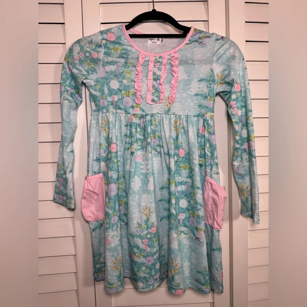 Boutique Kids Christmas Dress with Pockets - Pinkmas is here! Girl Size 10